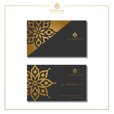 Set of vector thai card templates with floral elements for business cards, invitations, postcards. Vector illustration.のイラスト素材