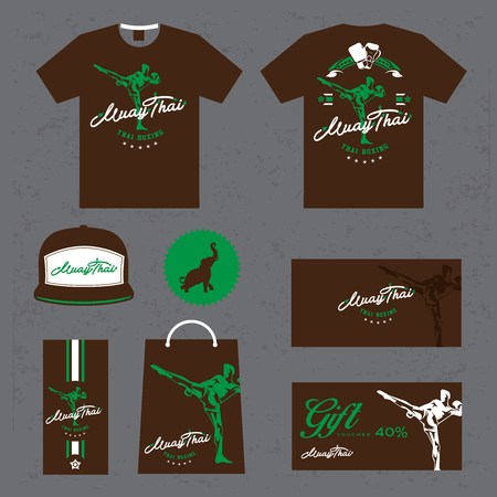 Stationery design thai boxing set in vector formatのイラスト素材