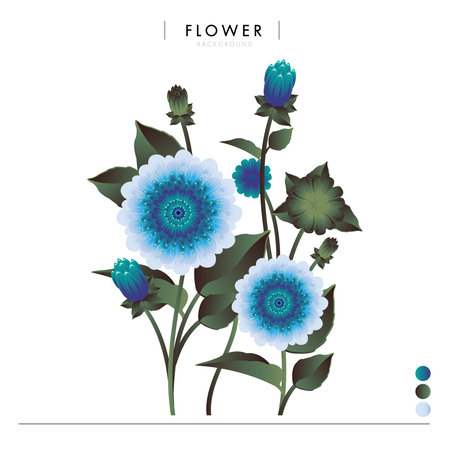 Colored flowers vector illustration background.のイラスト素材