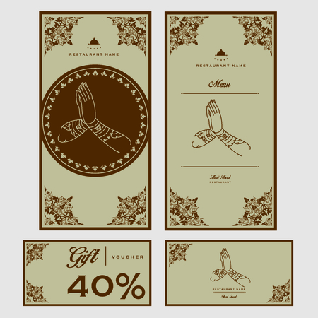 vector thai food restaurant menu template.のイラスト素材