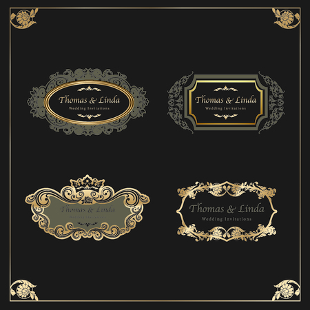 Vintage wedding labels vectorのイラスト素材