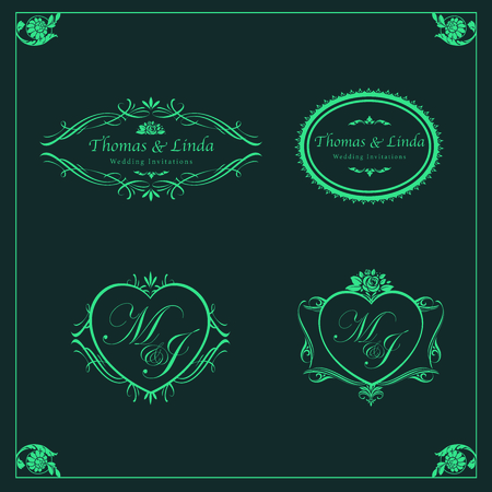 Vintage wedding labels vectorのイラスト素材