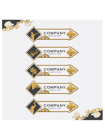 Set of vector thai art  vintage design elements and framesのイラスト素材