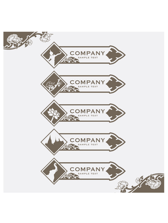 Set of vector thai art  vintage design elements and framesのイラスト素材