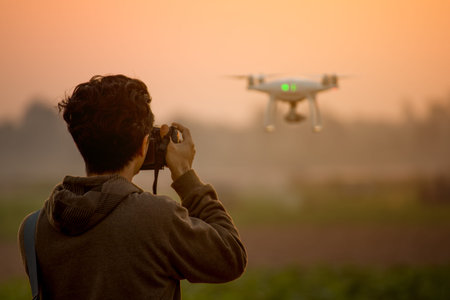 Drone on the sunset.