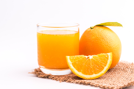Orange juice isolated on the white backgroundの写真素材
