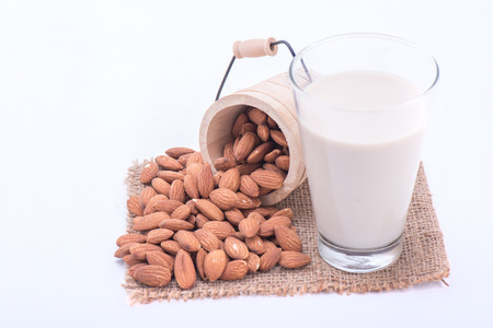 almond milk in a glassの写真素材