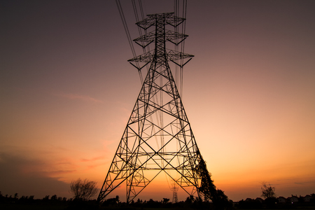 High voltage towerの写真素材