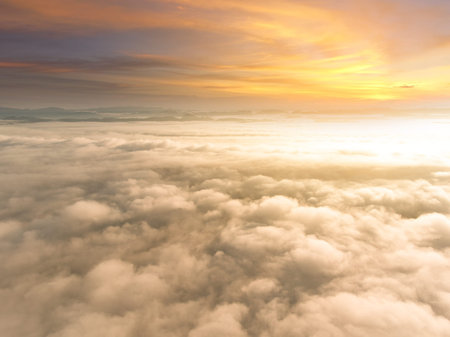 Aerial view Mist Sunrise For the background