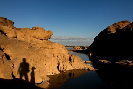 Amazing  Natural of rock canyon in mekong river in Thailandの写真素材