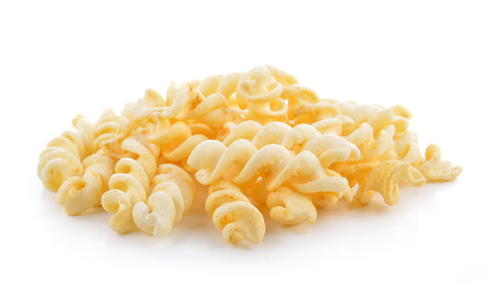 Spiral Potato snack isolate on whiteの写真素材