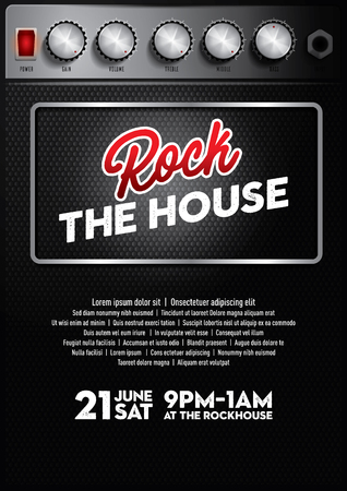 cool rock music concert poster template with amplifier buttonのイラスト素材