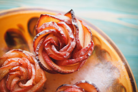 puff pastry apple rose cake close-up