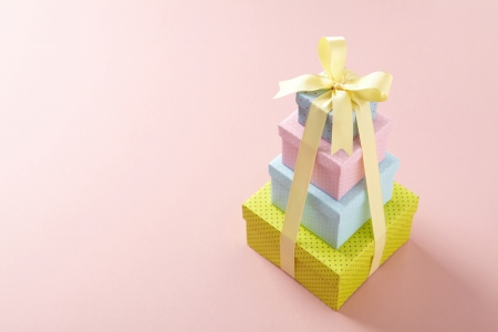 gift boxes on pink background. 
Gift boxes.の写真素材