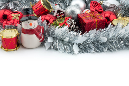 Composition of the Christmas decorations isolated on whiteの写真素材