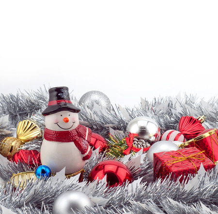 Composition of the Christmas decorations isolated on whiteの写真素材