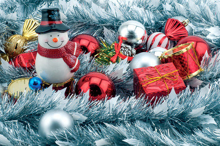Composition of the Christmas decorations isolated on whiteの写真素材