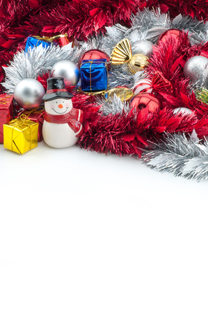 Composition of the Christmas decorations isolated on whiteの写真素材