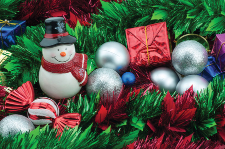 Composition of the Christmas decorations isolated on whiteの写真素材