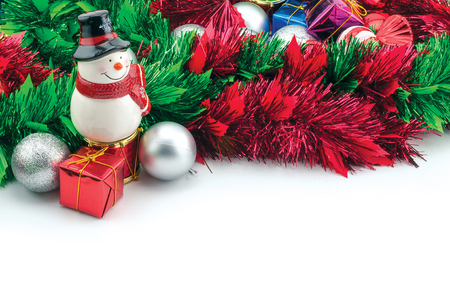 Composition of the Christmas decorations isolated on whiteの写真素材