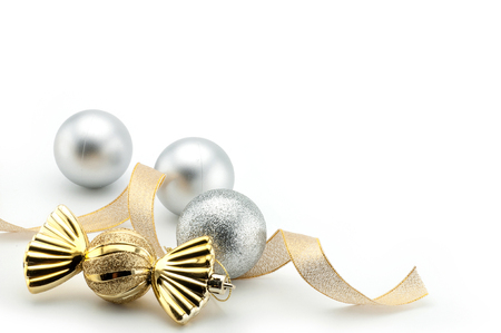 Composition of the Christmas decorations isolated on whiteの写真素材