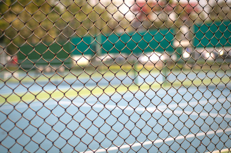 netsteel net of green Tennis court.の写真素材