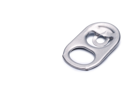 Metal ring pull isolated on white backgroundの写真素材