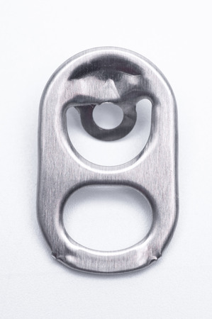 Metal ring pull isolated on white backgroundの写真素材