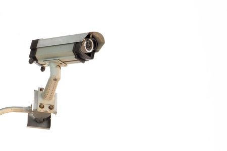 CCTV security cameras outside the white building.