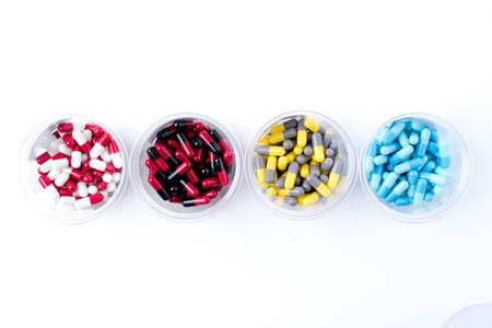 pile of medical pills and pills on background