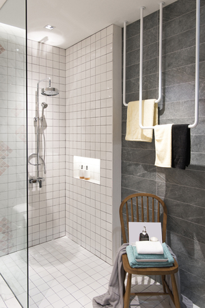 Nonthaburi, Thailand-May 2, 2017 : Bathroom interior with sink and faucet. ArchitectExpo 60 IMPACT Exhibition and Convention Centerのeditorial素材