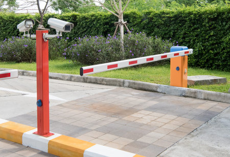 automatic barrier for home village security system with CCTVの写真素材