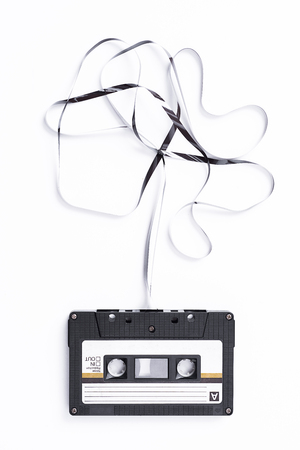 Audio tape cassette with subtracted out tapeの写真素材