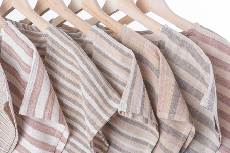 cotton brown stripe woman blouse on white background.の写真素材