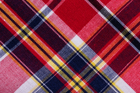 Red Checkered Fabric Background Textureの写真素材