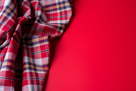 Red Checkered Fabric on red Background