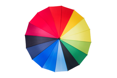 Rainbow umbrella isolated on white backgroundの写真素材