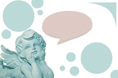 vintage cupid angel  and bubble for photo or textの写真素材