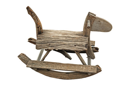 Rocking horse handmade isolated on white backgroundの写真素材