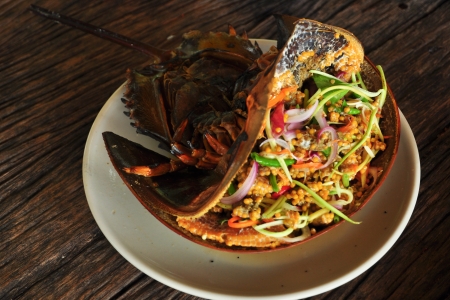 Horseshoe crab eggs spicy saladの写真素材