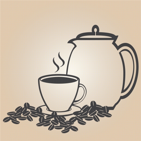 Coffee tea with flower blossom on texture background  Vectorのイラスト素材
