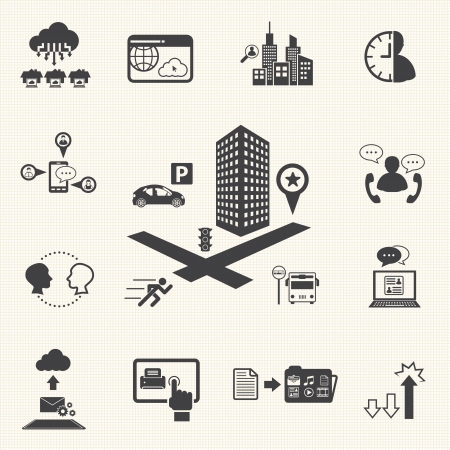 Business meeting and Cloud computing icons set  Vectorのイラスト素材