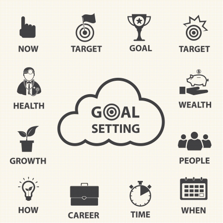 Smart goal setting  Vector icons set のイラスト素材