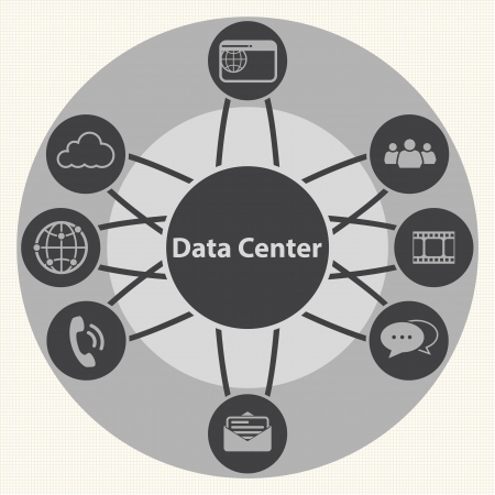 Data center and Centralized  System infrastructure management concept  Vectorのイラスト素材