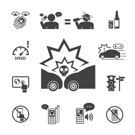 Do not use your phone while driving.Vector icons set for Infographic and Mobile application.のイラスト素材