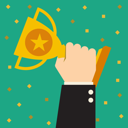 Trophy, Businessman showing successのイラスト素材
