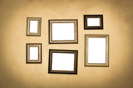 Vintage traditional realistic frames set on dark wall