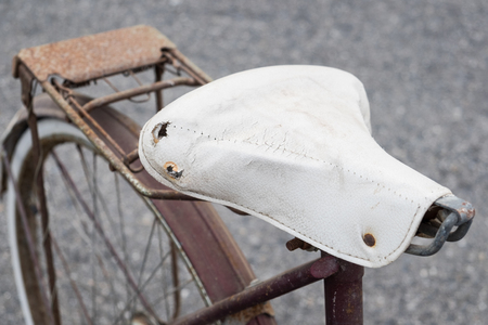 Leather seat old bicyclesの写真素材