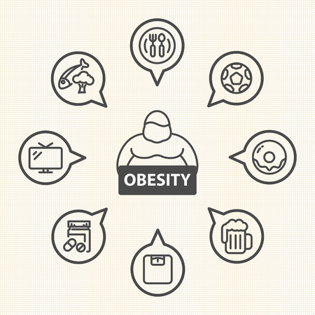 Obesity vector icons setのイラスト素材