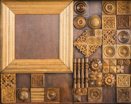 Element of decorative woodcarving , classical wooden decor elementsの写真素材